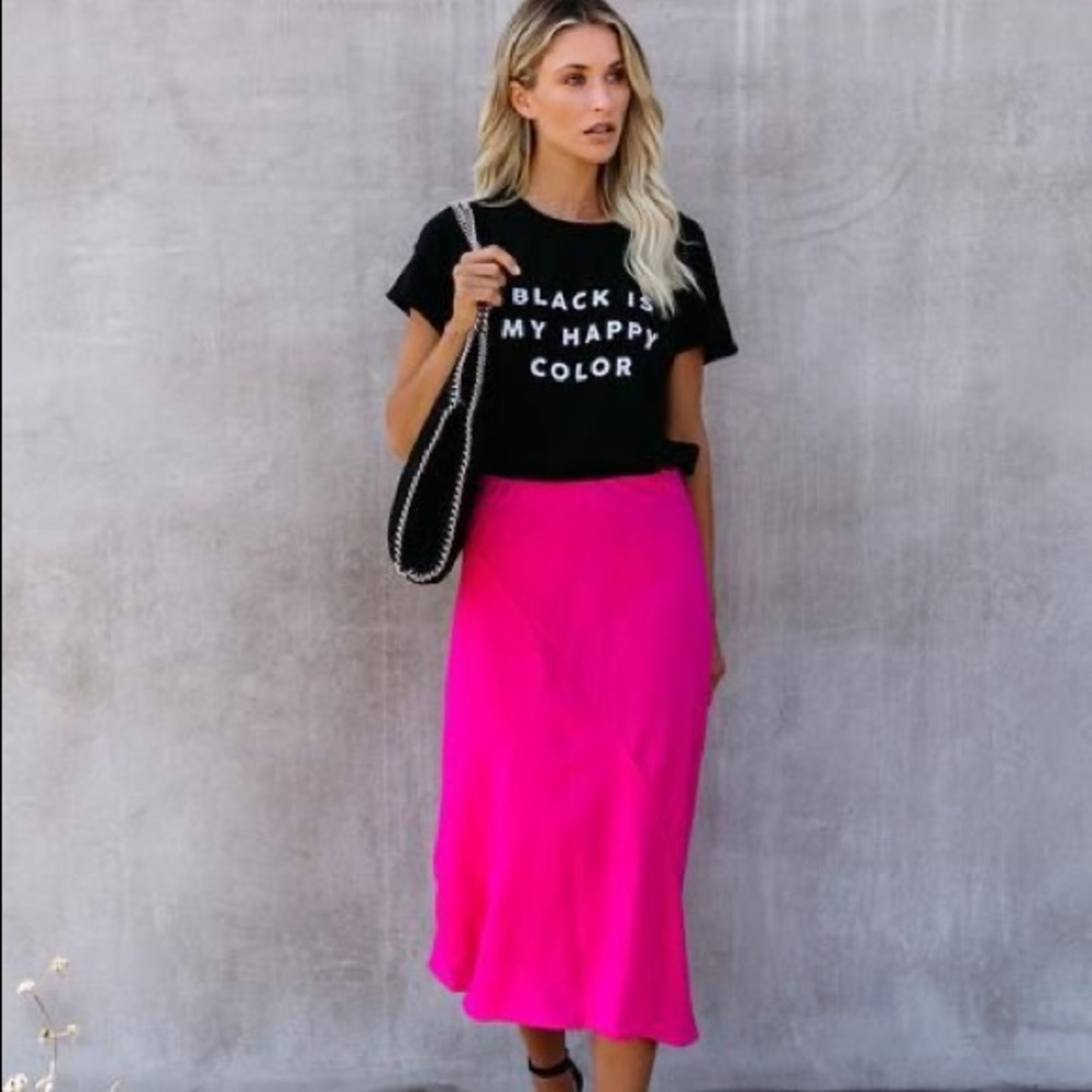 Chic As Ever Satin Midi Skirt